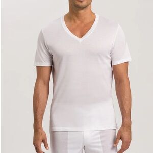 HANRO white cotton sporty soft v-neck t-shirt